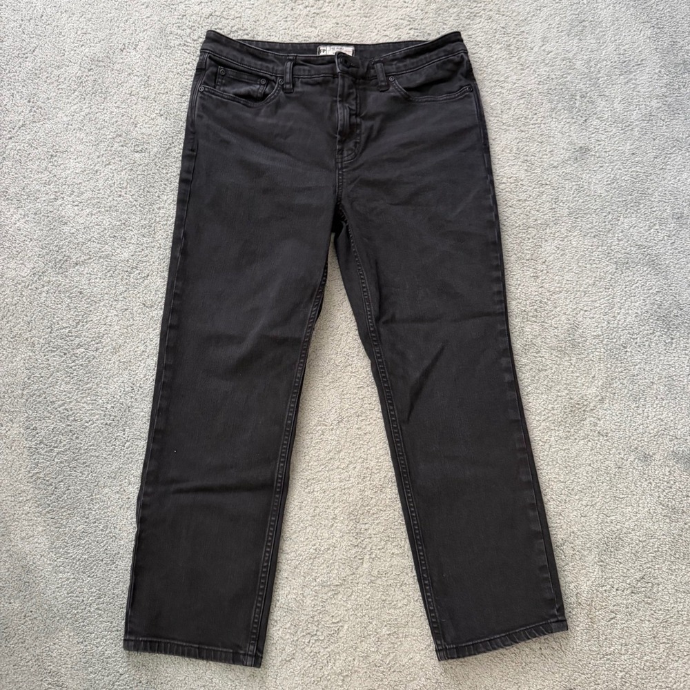 Free People Black Straight Leg Ankle Jeans, Size 29